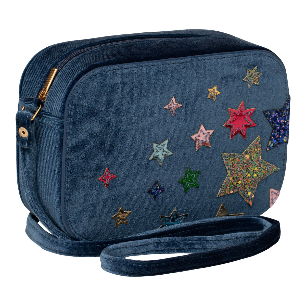Mimi & Lula | Cartera de terciopelo azul con estrellas