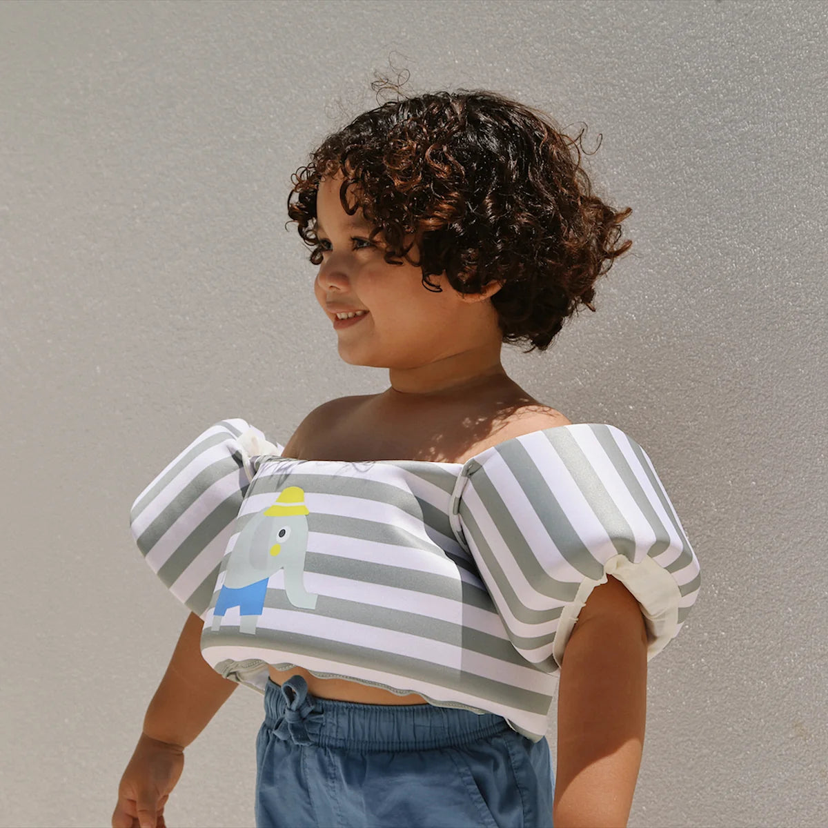 Sunnylife Floatie Jacket 3-6 Eli the Elephant Green Strip