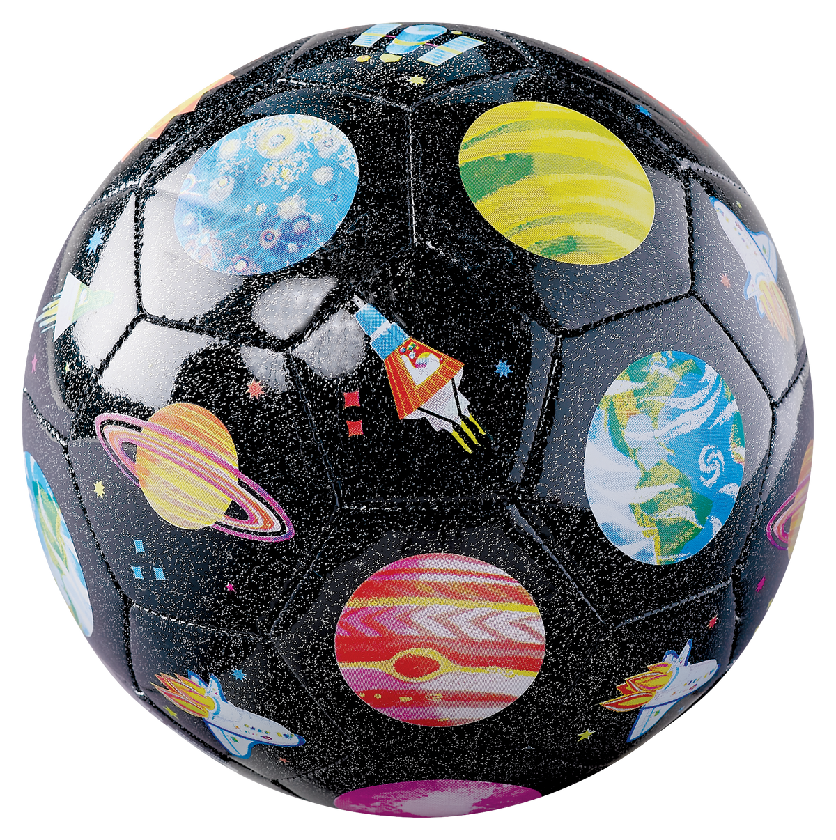 Crocodile Creek — Balón de fútbol con glitter Space Explorer — talla 3